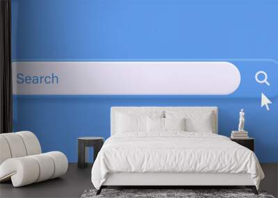 Search bar frame with magnifier icon, search boxes template for web page internet browser in 3d Wall mural