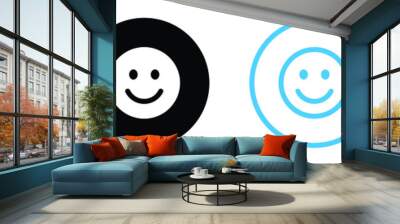 smile face icon button, happy emoticon - feedback sign symbol Wall mural