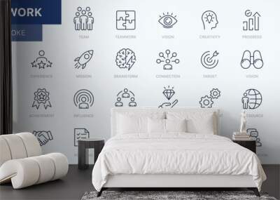 teamwork icon set. business team building, work group and cooperation and collaboration icons minima Wall mural