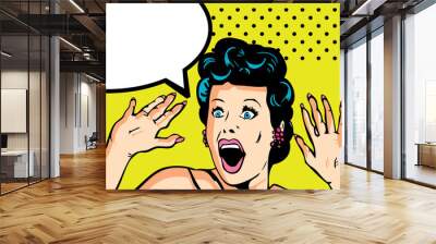 Comic Love Vector illustration of surprised woman face Wall mural