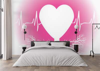 heart tree emblem - medical illustration heart health nature con Wall mural