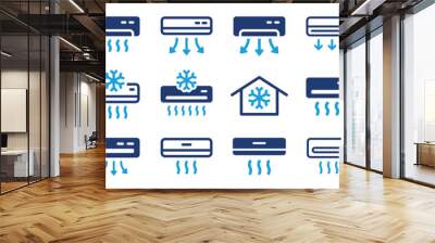 Air conditioning with fresh cold air icon set. Cool air and cooling symbol collection. Wall mural