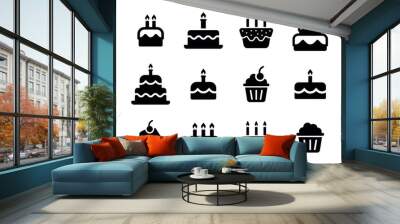 Birthday icon collection - Birthday food Cake set Wall mural