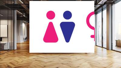 Blue man and pink woman icon symbol on washroom, toilet, WC vector illustration. Wall mural