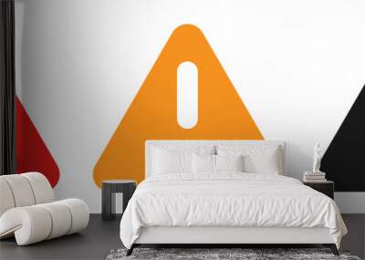 Caution alarm set, danger sign collection, attention vector icon, yellow, red and black fatal error message element, exclamation mark of warning attention icon  Wall mural