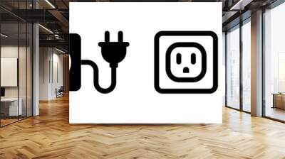 Electricity socket power plug vector illustration icon set. Wall mural