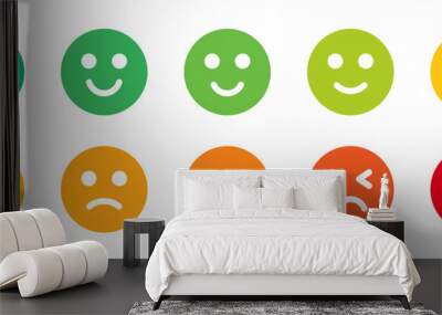 Emotion icon vector set with smiley emoji from happy to sad expression illustration. Wall mural