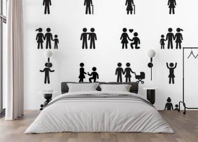 Family icon collection Wall mural