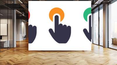 Finger push button icon. Hand pointing on button vector illustration. Wall mural