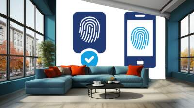 Fingerprint identification icon vector set. Thumbprint biometric technology for password security concept illustration. Wall mural