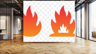 fire icon set on transparent background. Wall mural