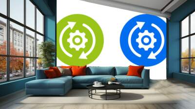 Gears mechanism and cog wheel icon. Development concept Wall mural