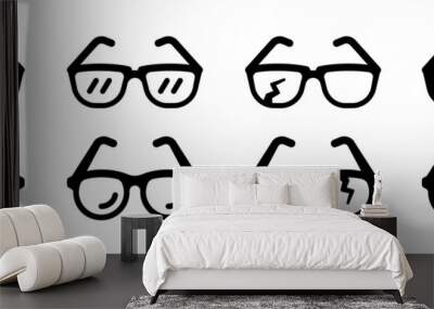 Glasses icon collection. Containing Sunglasses, eyeglasses and broken glasses icon. Wall mural