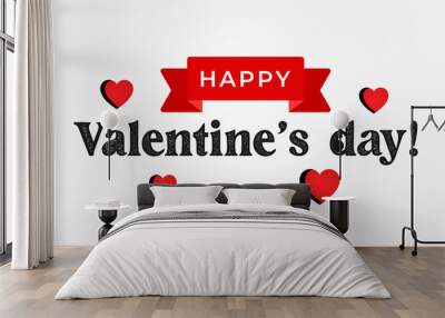 Happy valentine's day lettering on white background. Wall mural