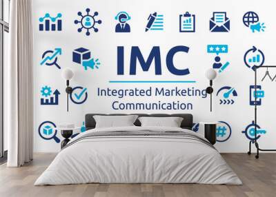 IMC abbreviation, stands for Integrated Marketing Communication icon set. Vector illustration. Wall mural