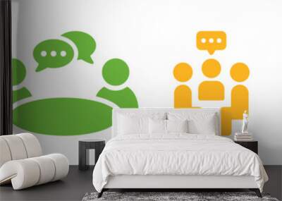 Meeting icon. People discussion on table icon vector illustration. Wall mural