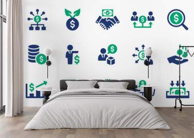 Money icon vector set. Collection of dollar symbol, banking, finance, investment sign and savings concept. Wall mural