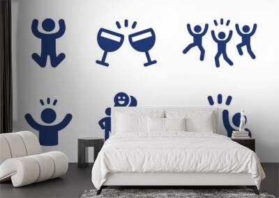 People having fun icon set. Party icon collection vector illustration. Wall mural