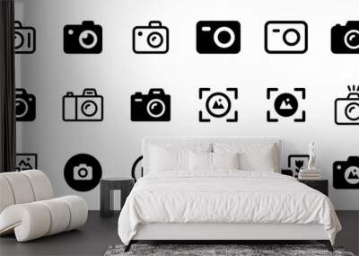 Photo camera icon collection. Snapshot icon. Film camera symbol vector illustration. Wall mural