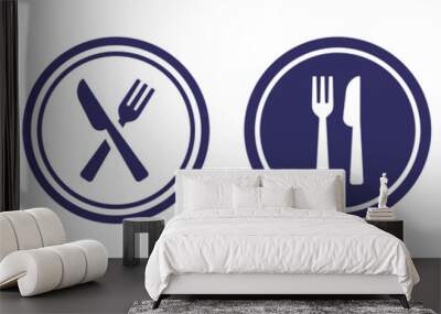 Plate icon set. Containing dish, fork and knife icon vector illustration. Wall mural