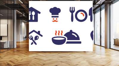 restaurant icon set. food, cafe, cookery, meal, kitchen icon isolated on white background. Wall mural