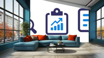 Result report icon set. Review document icon vector illustration. Business analysis concept. Wall mural