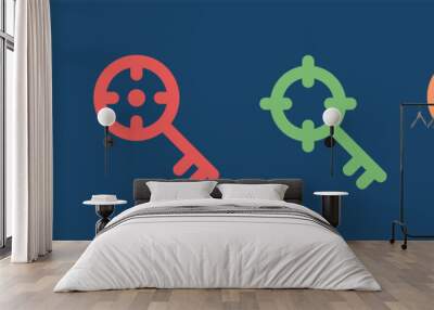 Set of business key icons. Safety, privacy and secret symbol vector illustration Wall mural