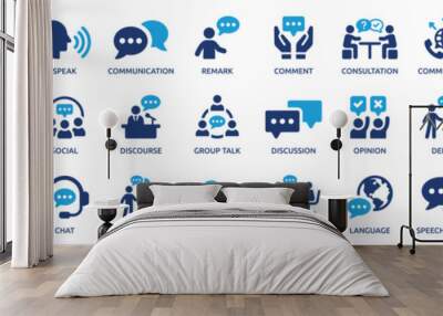 Speaking icon set. Communication icons collection. Containing discussion, speech bubble, talking, consultation and conversation icon vector illustration. Wall mural