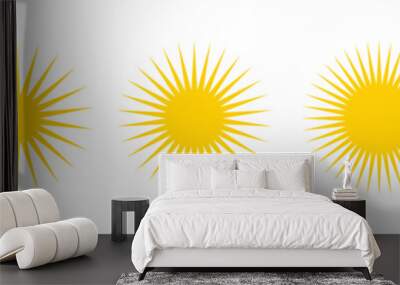 Sun icon set. Sunlight, sunny and sunburst symbol vector illustration. Wall mural