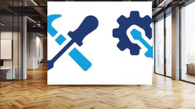 tool icon vector set. maintenance tools with wrench, gear, spanner, hammer and screwdriver symbol il Wall mural