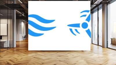 Wind icon set in blue design. Vector line art illustration isolated on white background Wall mural