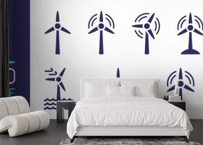 Wind turbine vector icon set. Windmill symbol vector isolated on white background. Wall mural