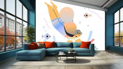 A person is swimming in the water Wall mural