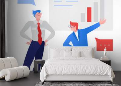 Two businessmen discussing statistics Wall mural