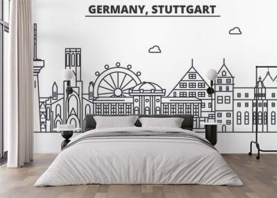 Germany, Stuttgart architecture line skyline illustration. Linear vector cityscape with famous landmarks, city sights, design icons. Editable strokes Wall mural