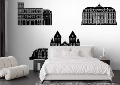 Germany, Trier flat travel skyline set. Germany, Trier black city vector panorama, illustration, travel sights, landmarks, streets. Wall mural