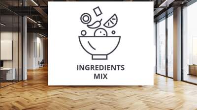 ingredients mix line icon, outline sign, linear symbol, flat vector illustration Wall mural