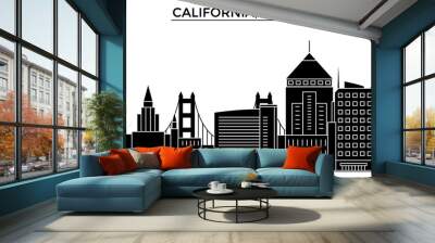 Usa, California Oakland architecture skyline, buildings, silhouette, outline landscape, landmarks. Editable strokes. Flat design line banner, vector illustration concept.  Wall mural