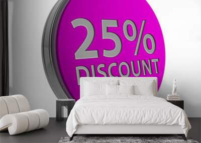 discount 25 circular icon on white background Wall mural