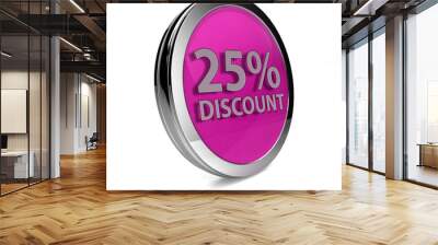 Discount 25 circular icon on white background Wall mural