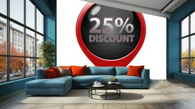 discount 25 pointer icon on white background Wall mural