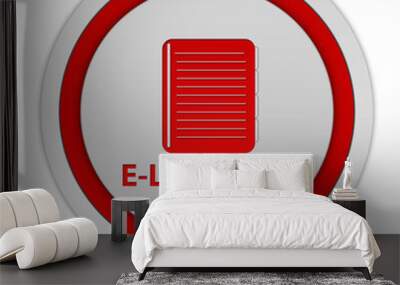 E-learning circular icon on white background Wall mural