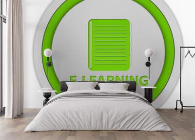 E-learning circular icon on white background Wall mural