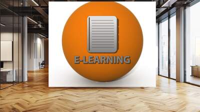 E-learning circular icon on white background Wall mural