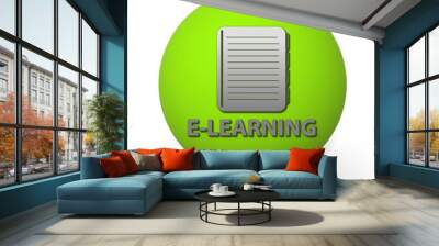 E-learning circular icon on white background Wall mural