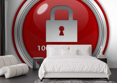 Lock circular icon on white background Wall mural