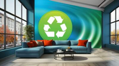 Recycle Symbol on Abstract Liquid Wave Background Wall mural