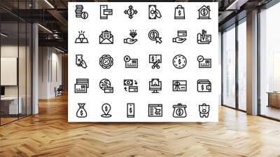 50 Payment Icons Set Line Editable Vector Illustration Wall mural