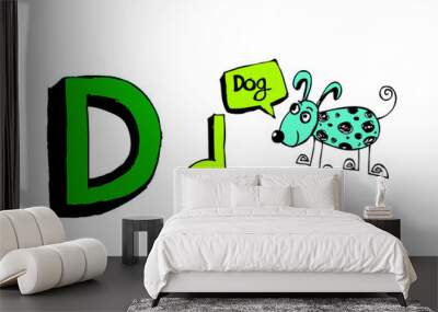 A b c  cartoon text font Hand drawing vector letters Wall mural