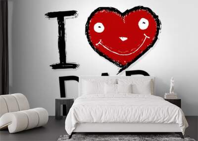 i love you and i love design concept with heart Wall mural